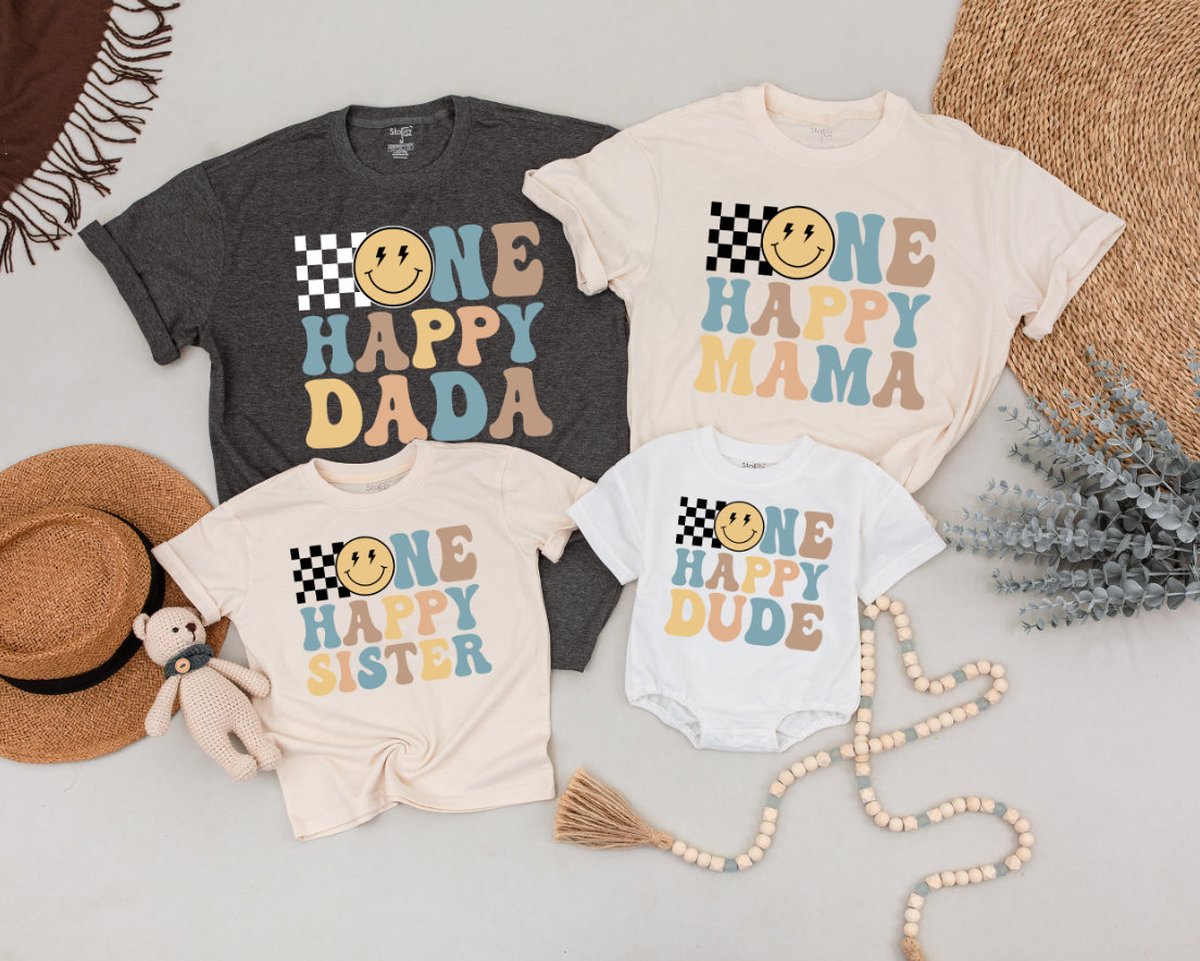 One Happy Dude Birthday Shirts First Birthday ShirtFamily Birthday Shirt Happy Face Matching Birthda 168