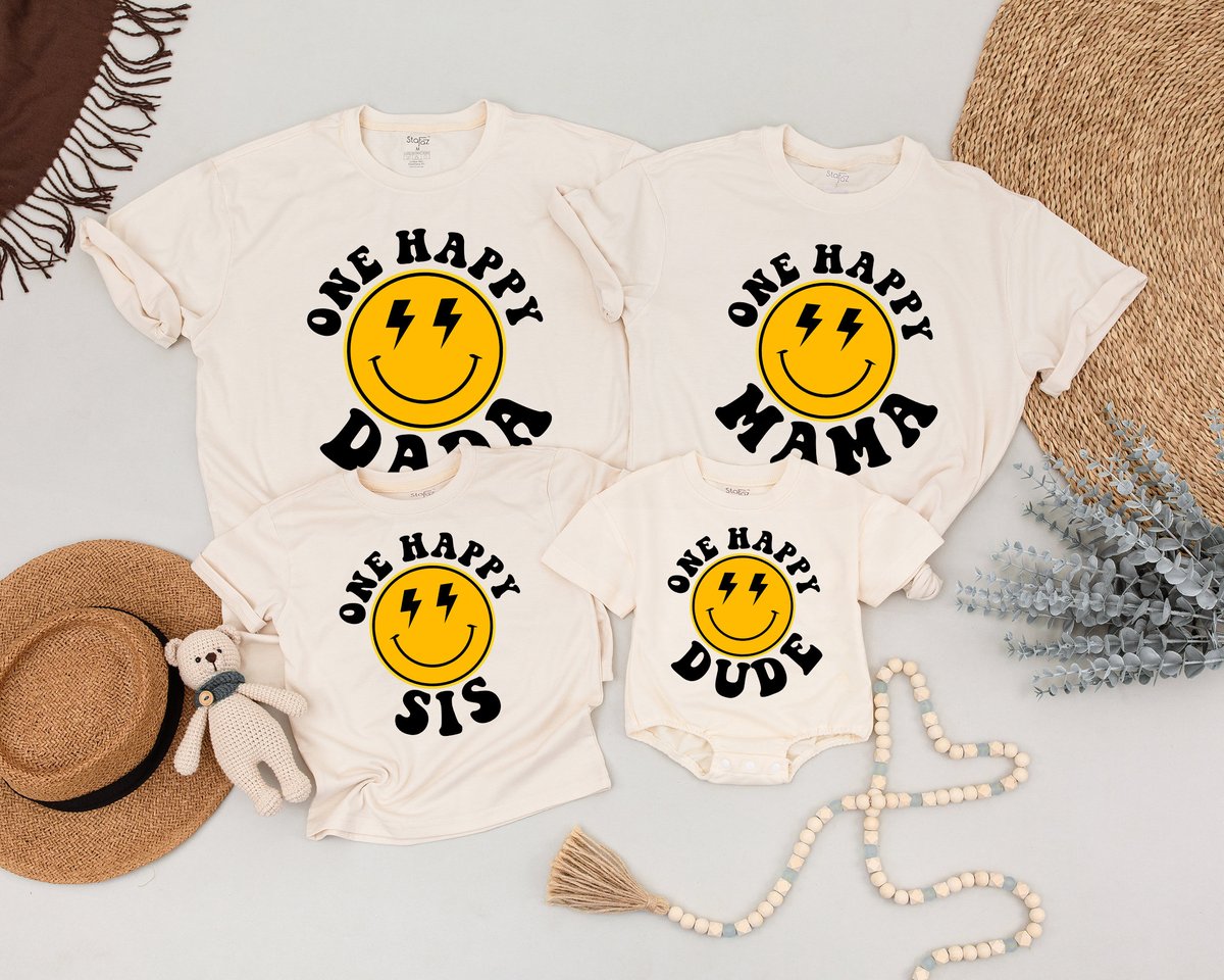 One Happy Dude Birthday Shirts Happy Face Birthday Outfit 1st Birthday Shirt Smiley Face Shirt Match 171