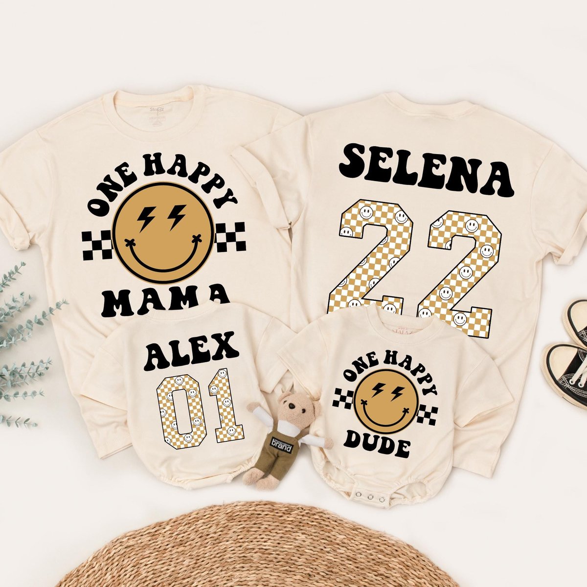 One Happy Dude Birthday Shirts 1st Birthday Shirt Matching Family Shirts Happy Face Birthday Outfit 184