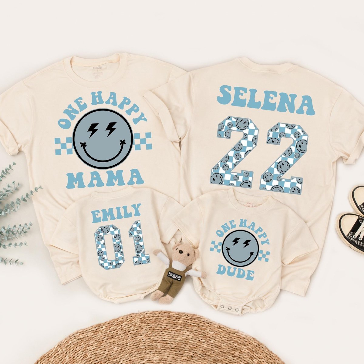 One Happy Dude Birthday Shirts 1st Birthday Shirt Matching Family Shirts Happy Face Birthday Outfit 187