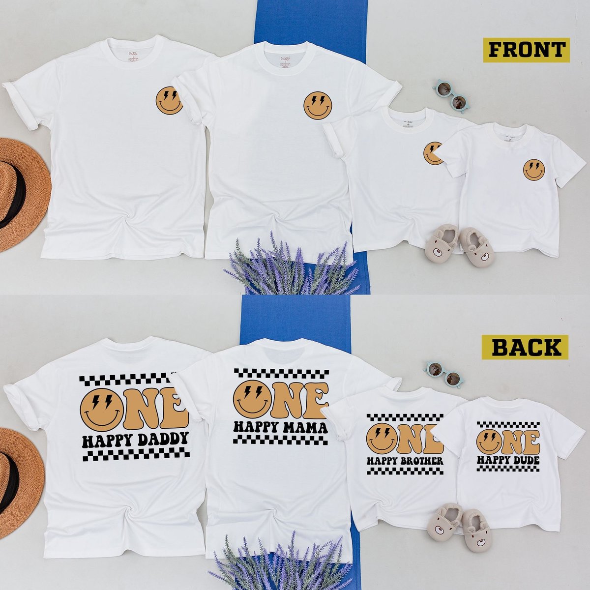 One Happy Dude Birthday Theme Birthday Girl Boy Retro Happy Face Matching Birthday Outfit Birthday G 169
