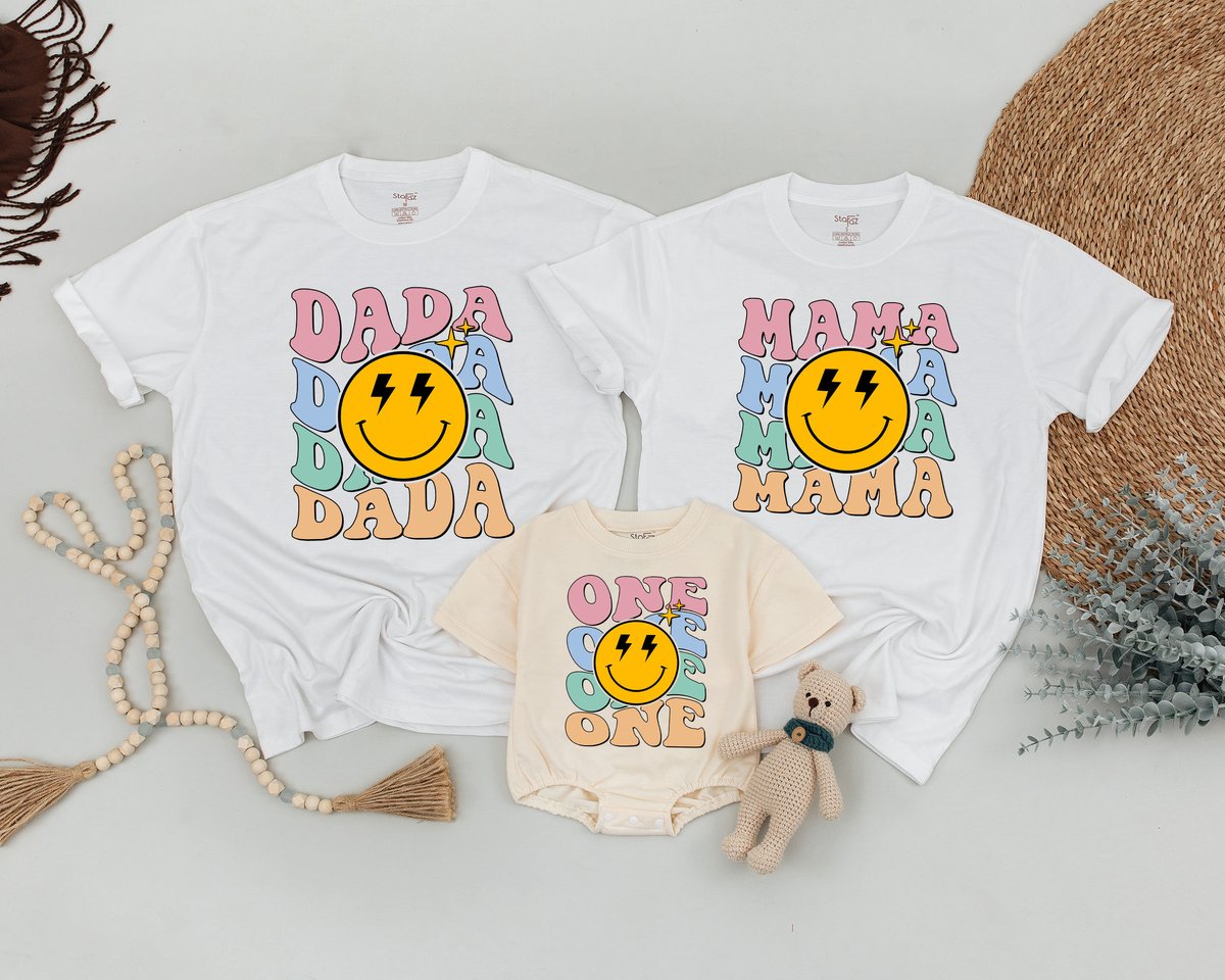 One Happy Dude Family Shirts Distressed Matching Family One Birthday Shirt Matching Dad and Baby Mom 170