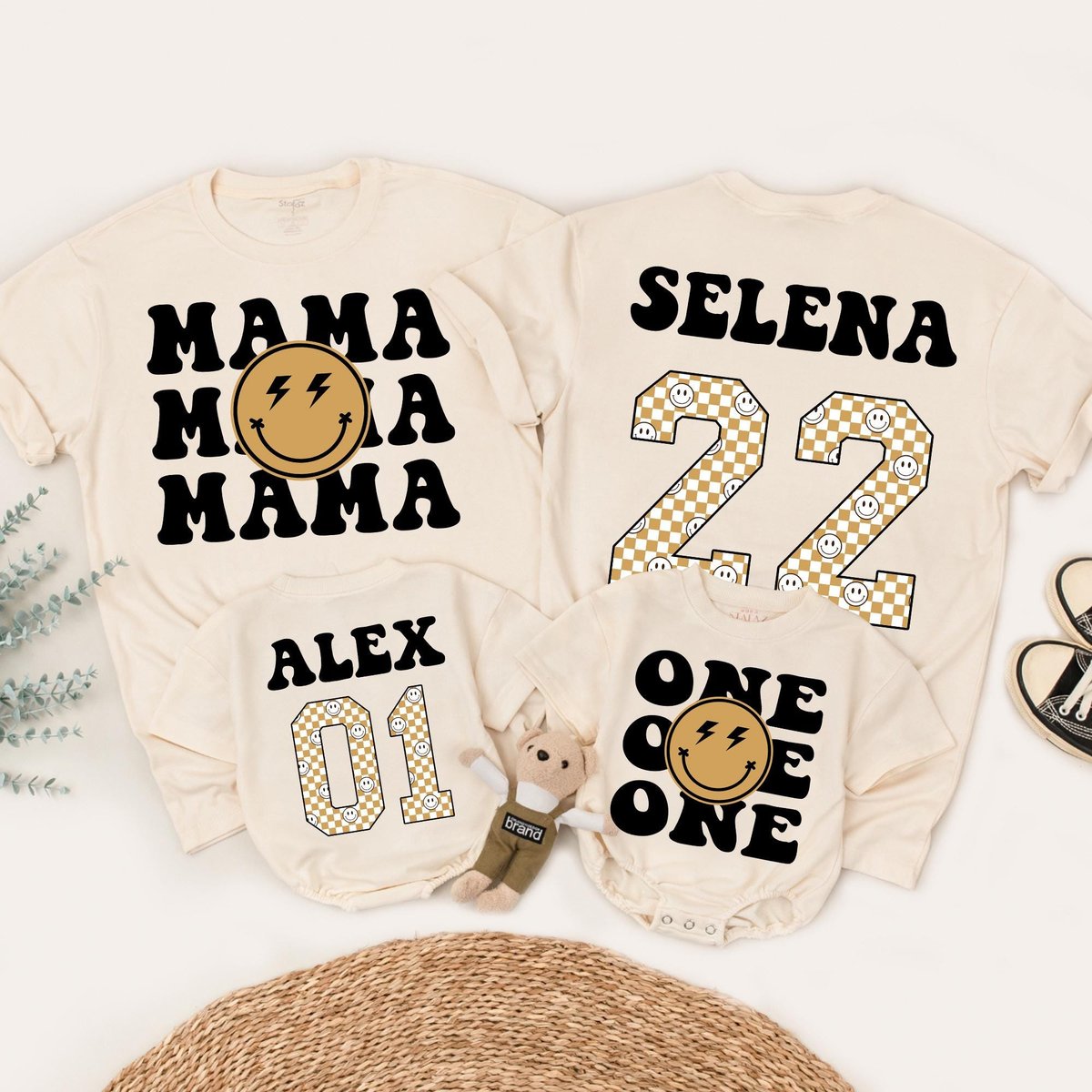 One Happy Dude Matching Birthday Shirt One Happy Family 2 sided Shirt Birthday Family Shirt Retro Sm 184