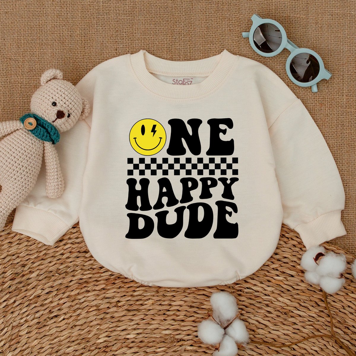 One Happy Dude Romper One Cool Dude Bodysuit Smiley Face Birthday Outfit First Birthday Outfit Baby 170