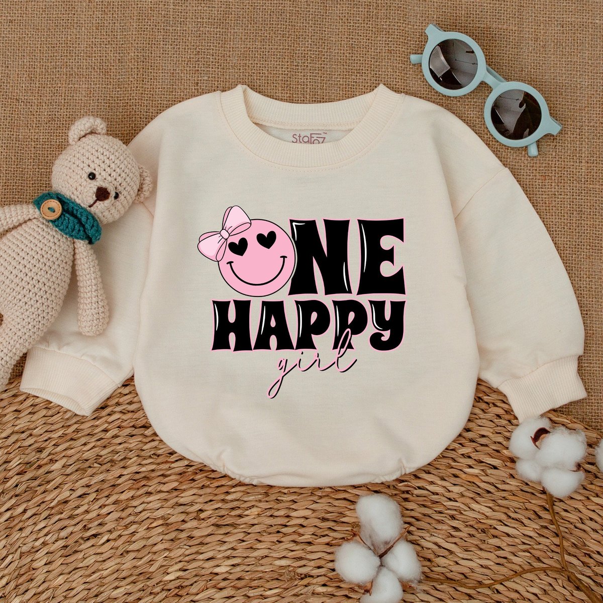 One Happy Girl Romper One Happy Dude Bodysuit Matching Family Birthday Smiley Face Birthday Outfit B 169