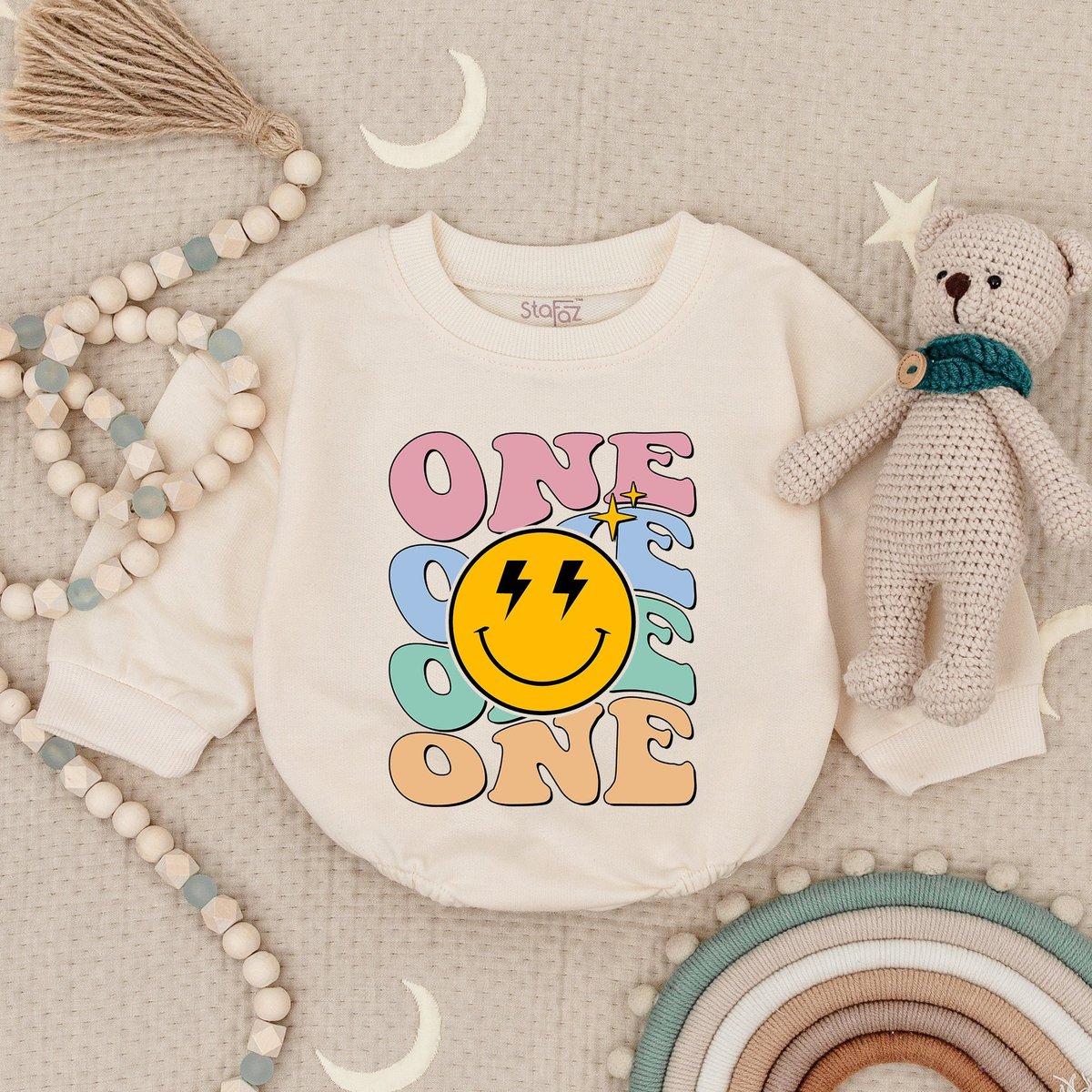 One Happy Smile Face Birthday Romper Smiley Face Birthday Outfit One Happy Babe Romper First Birthda