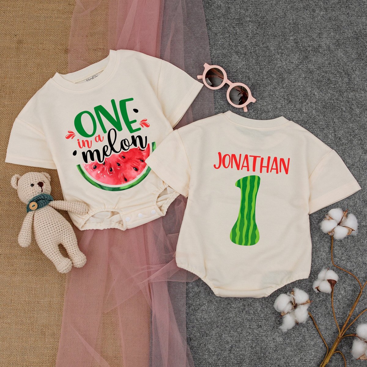 One In a Melon Birthday Girl Short  Sleeve RomperFirst Birthday Outfit First Birthday Birthday Shir 176