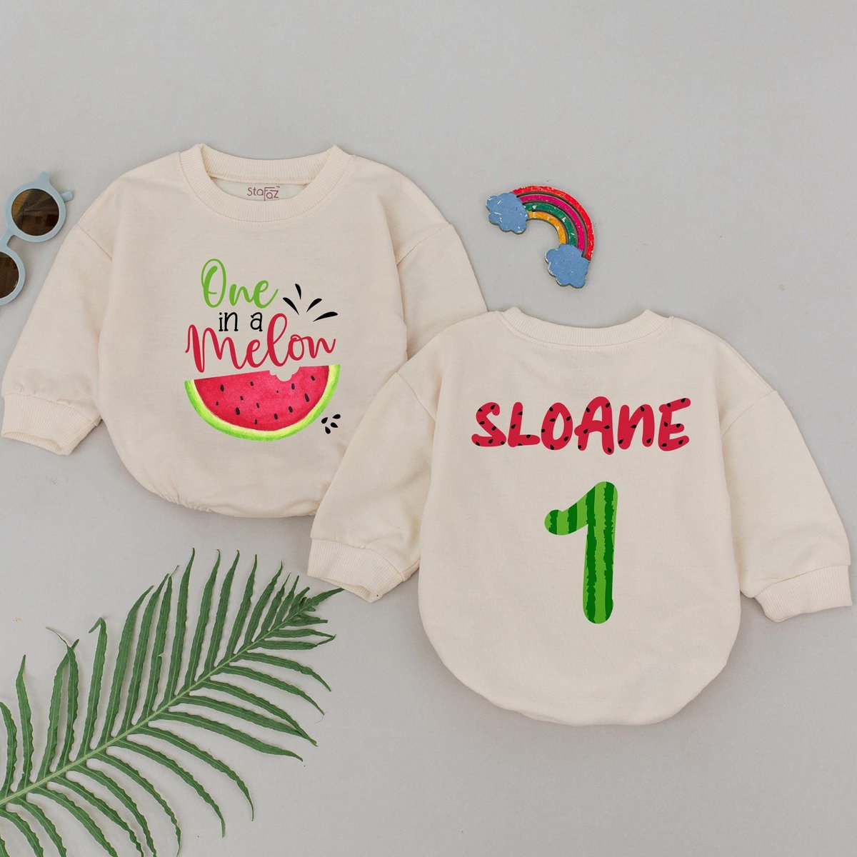 One In A Melon Romper Birthday Girl Romper First Birthday Baby Outfit 1st Birthday Baby Bodysuit Nat