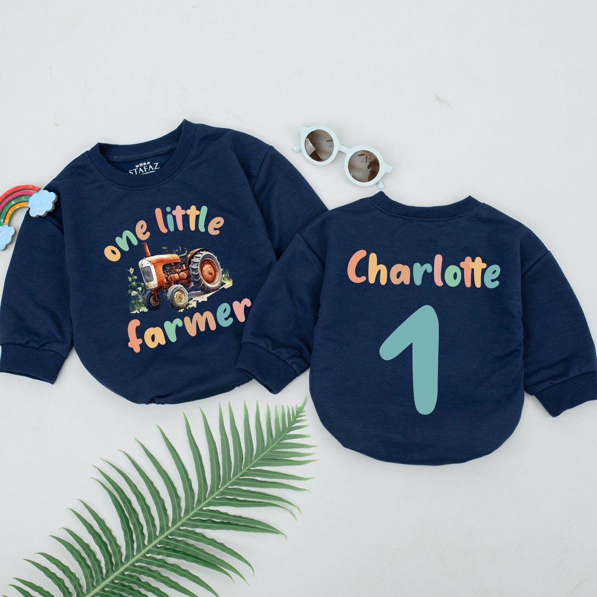 One Little Farmer Romper Farmer 1st Birthday Romper First Birthday Baby Outfit Farm 1st Birthday Bod
