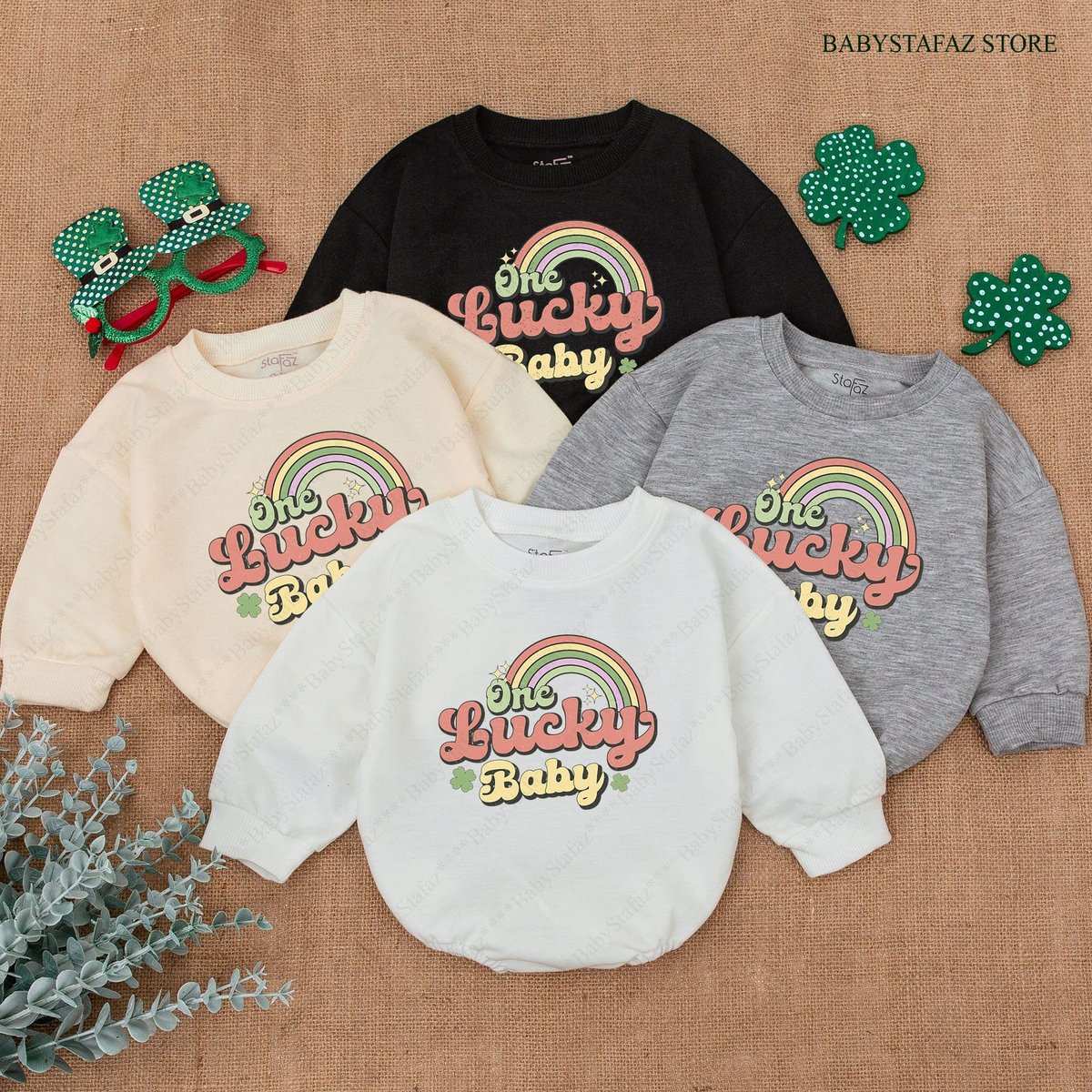 One Lucky Baby St. Patricks Day Baby Romper Patricks Baby Bodysuit Newborn Saint Patrick's Day Clov 163