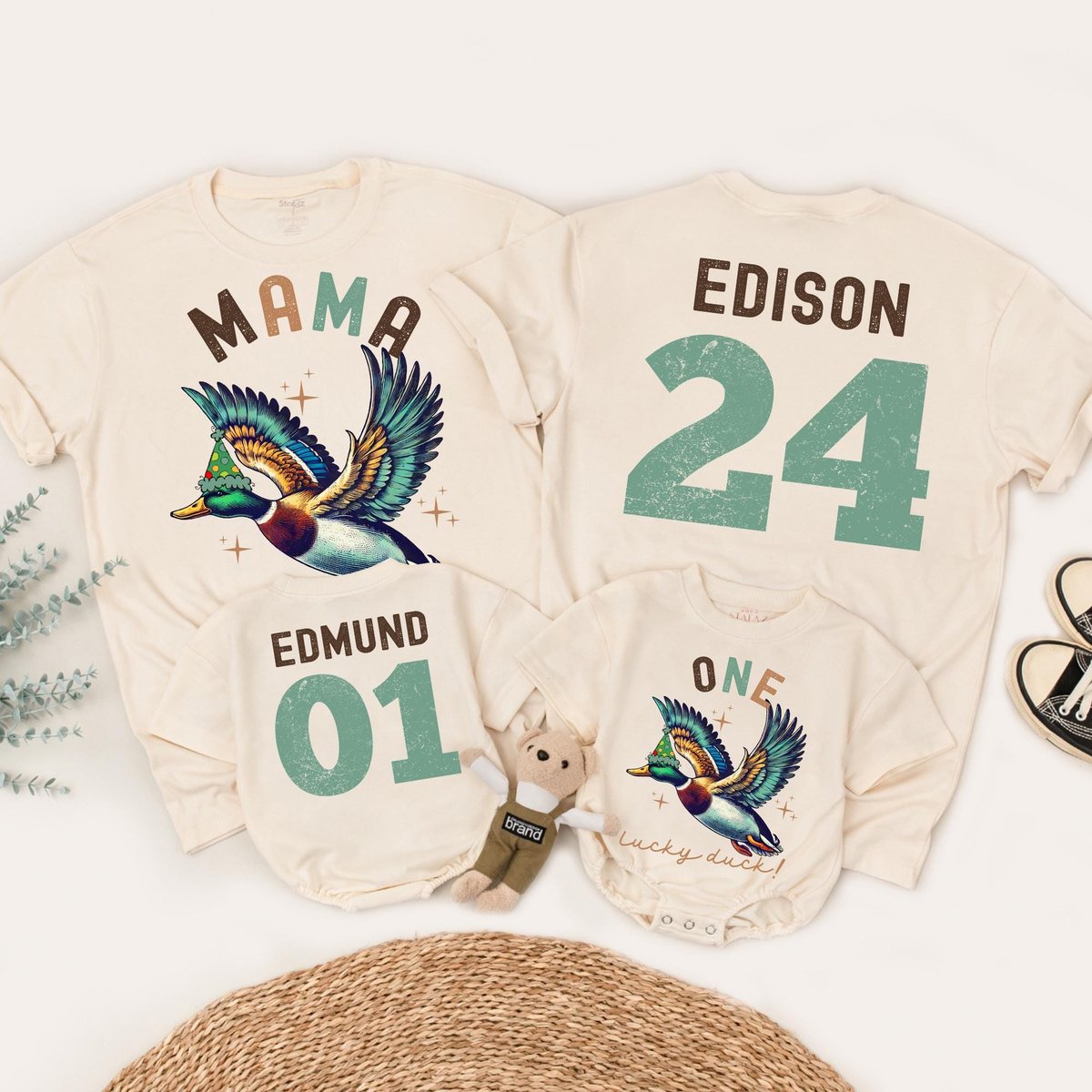 ONE Lucky Duck Birthday party shirts one lucky duck dad shirt one lucky mama duck shirt 1st Birthday 187