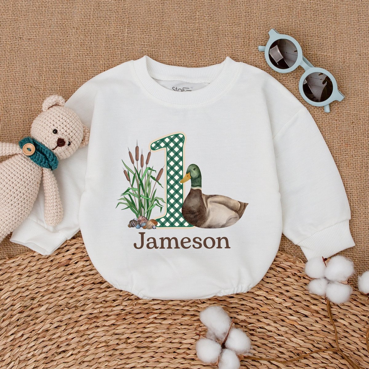 One Lucky Duck Birthday Romper Mallard Duck Birthday Bodysuit Duckling Bodysuit Bubble Romper Infant 171