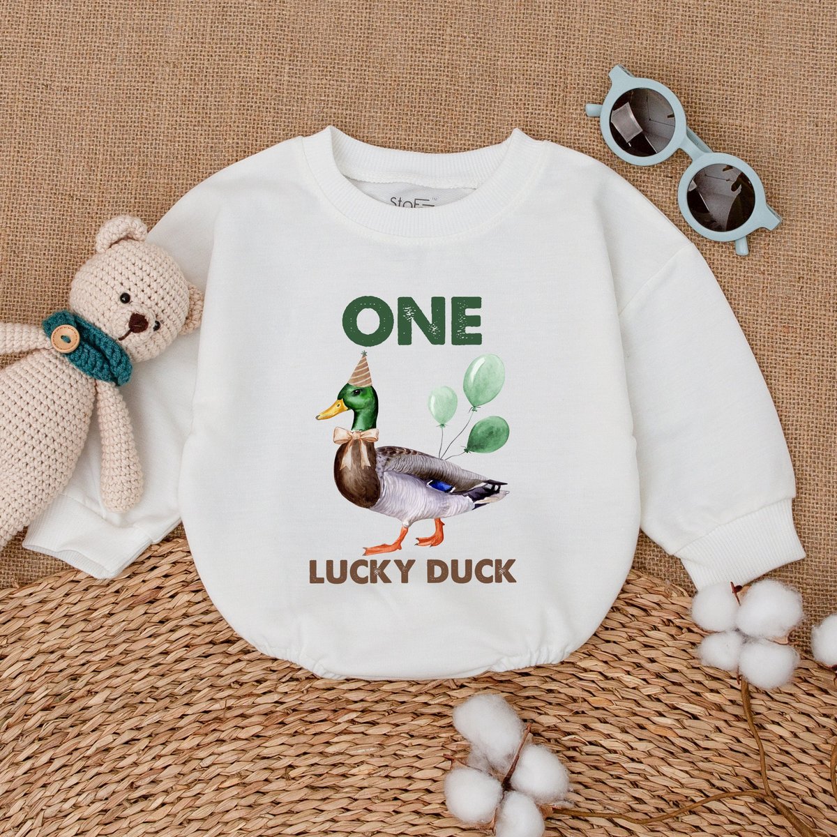 One Lucky Duck Romper Mallard Duck Birthday Bodysuit Duckling Bodysuit Duck Lover Bubble Romper Baby 172