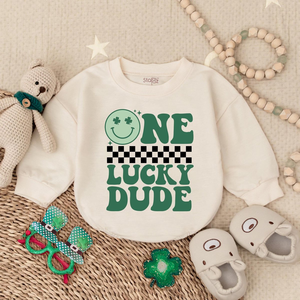 One Lucky Dude Baby Romper  St Patrick's Day Bodysuit  Irish Baby Boy Romper  Baby bodysuit New