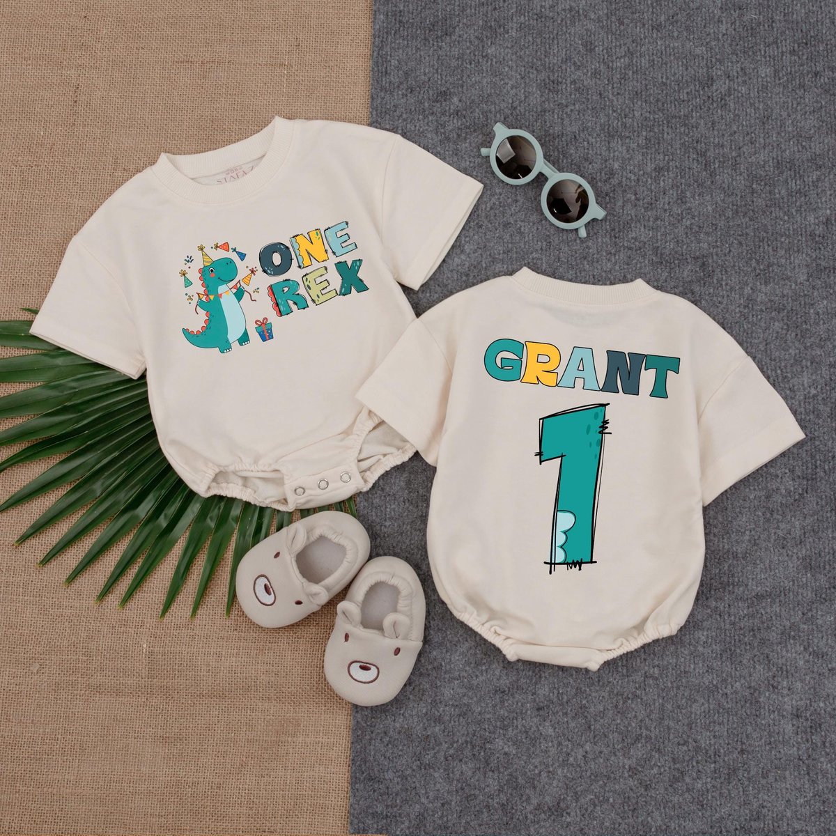 One Rex Birthday Tee Baby Romper Dinosaur Birthday Shirt Short Sleeve Bubble RomperFirst Birthday Gi 186