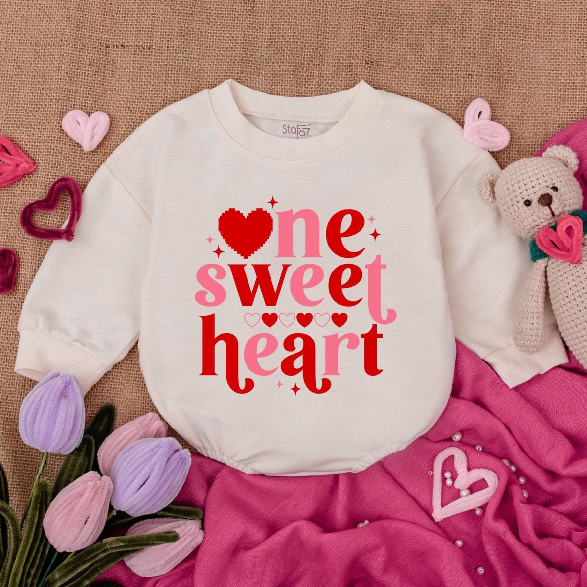 One Sweet Heart Valentine Baby Bodysuit Bubble Romper Baby Clothes Valentine Baby bodysuit Newborn O