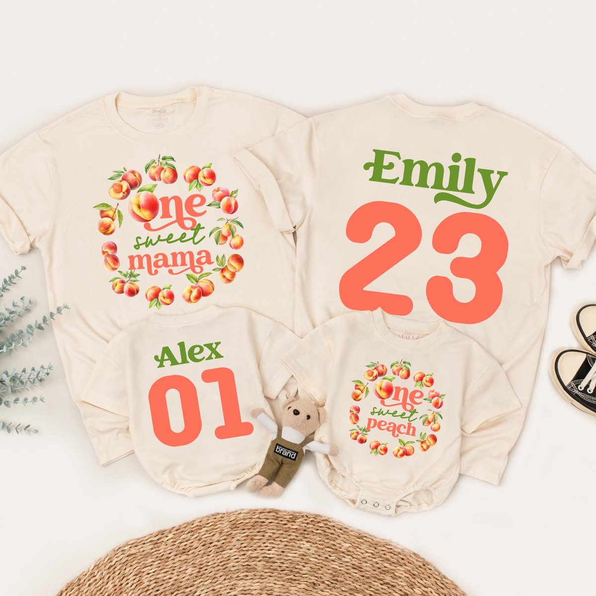 One Sweet Peach Matching Mommy and Me Shirts One Sweet Peach Birthday Outfit 1st Birthday Tee Peach 185