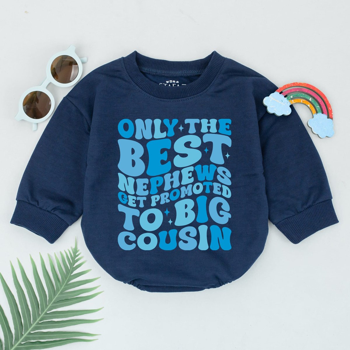 Only the Best Nephews Get Promoted to Big Cousin Romper Retro Big Cousin Bodysuit Cousin Besties Out