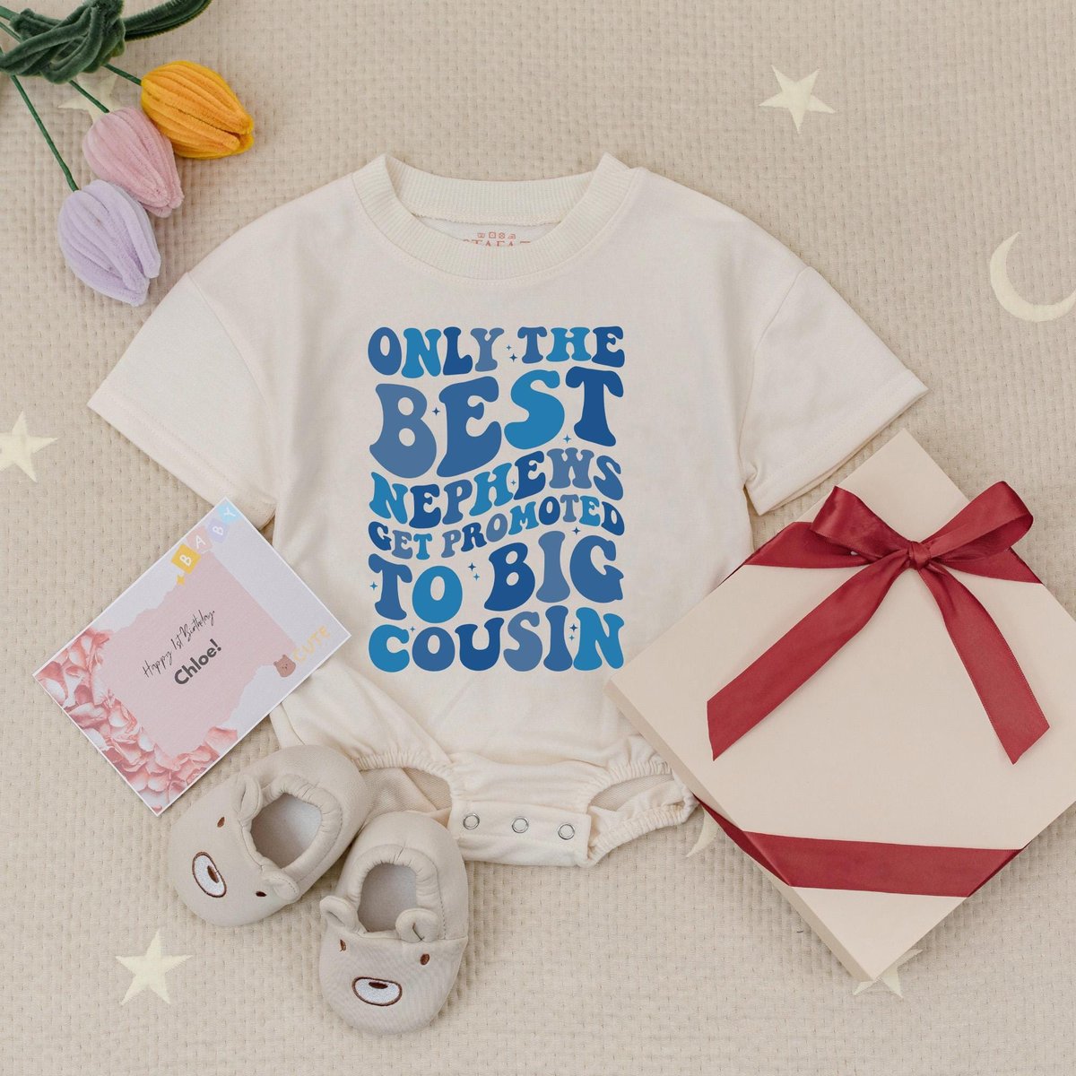 Only the Best Nephews Get Promoted to Big Cousin Natural Baby Romper Retro Big Cousin Babysuit Favor