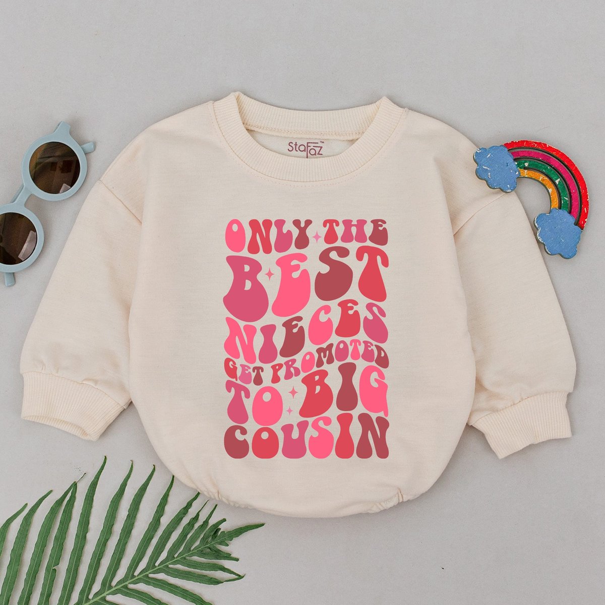 Only The Best Nieces Get Promoted To Big Cousin Romper Retro Big Cousin Bodysuit Cousin Gift Baby Cl