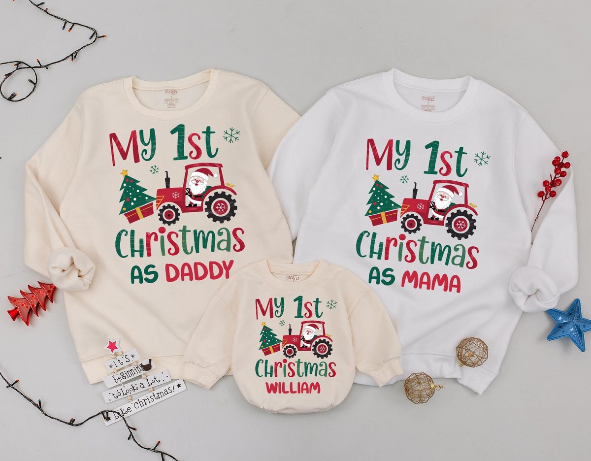 Our First Christmas Matching Family Sweatshirt First Christmas As Daddy As Mommy outfit Funny Christ 180