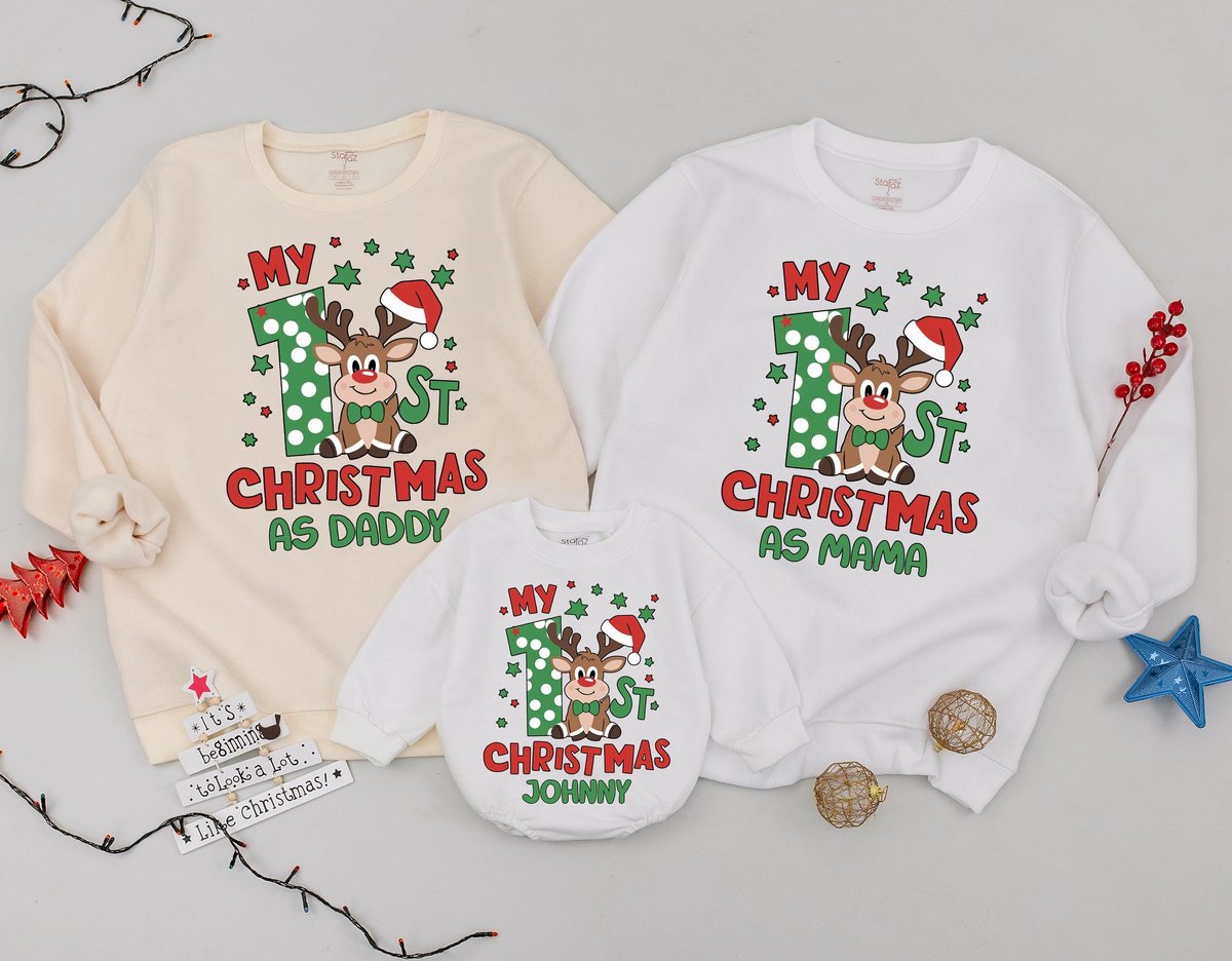 Our First Christmas Matching Family Sweatshirt First Christmas As Daddy As Mommy outfit Funny Christ 181