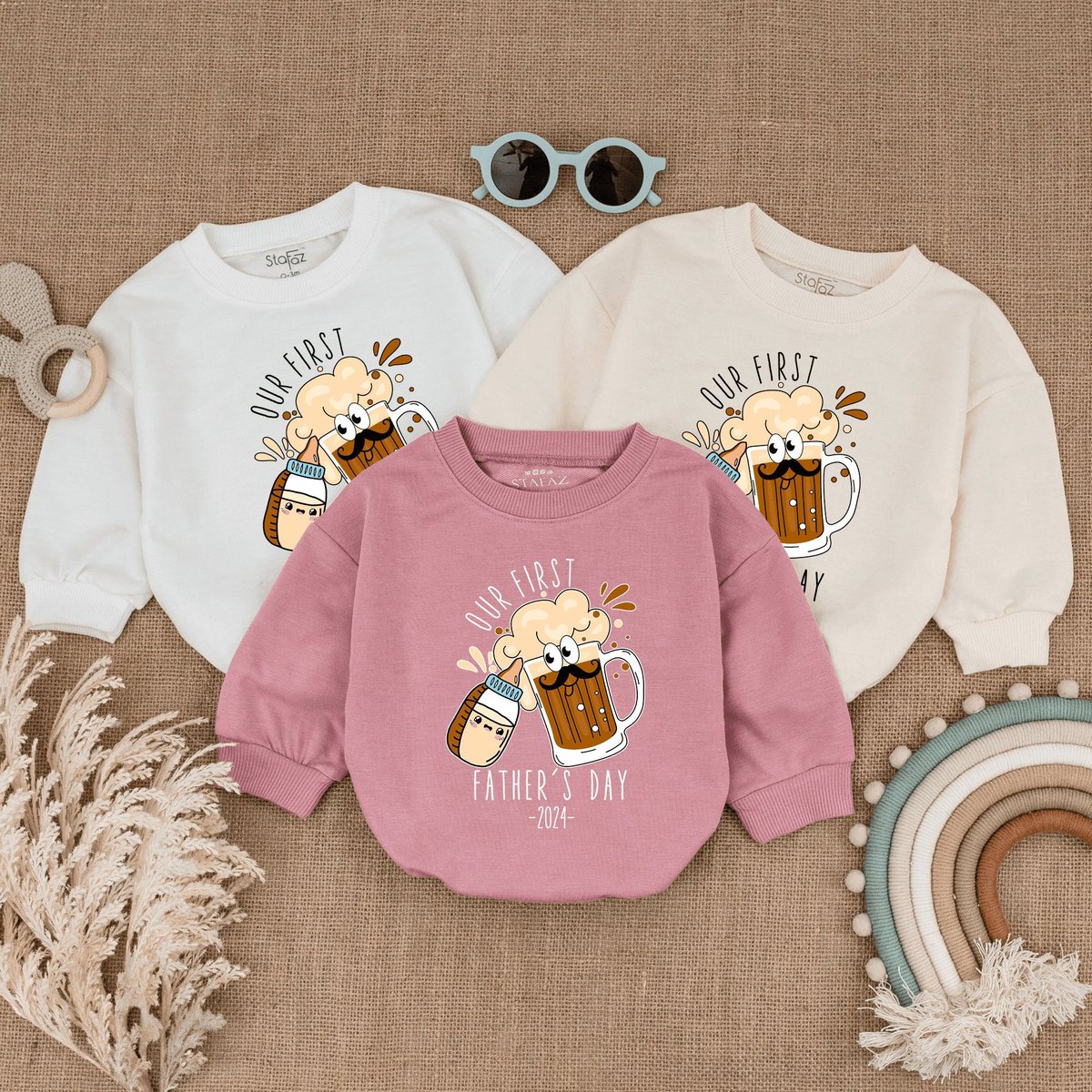 Our First Father's Day Romper Daddy's Drinking Buddy for Baby Announcement Gift for Fathers Day Ba 166