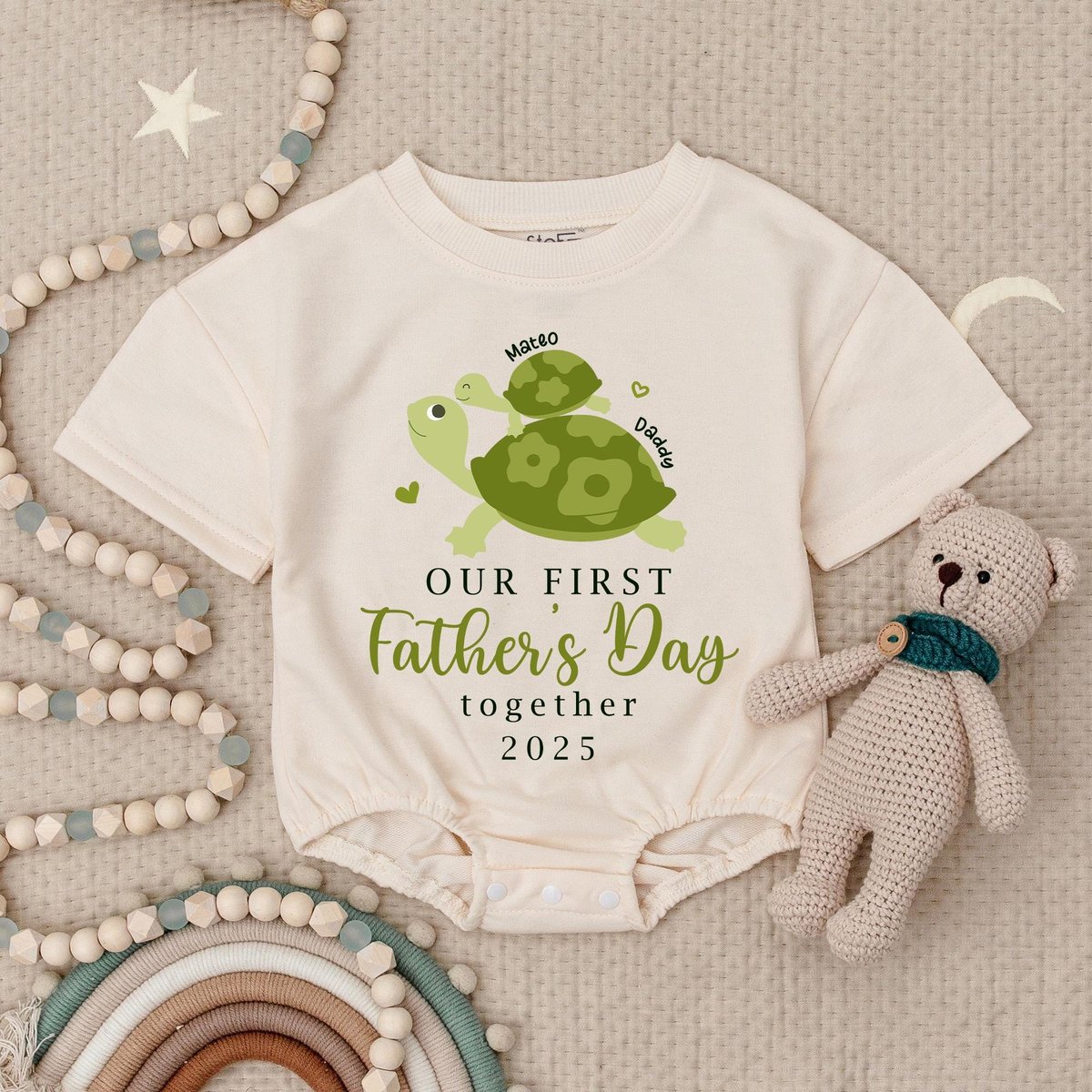 Our First Father's Day Turtle Baby Romper Custom Father's Day Outfits Father's Day matching outfi