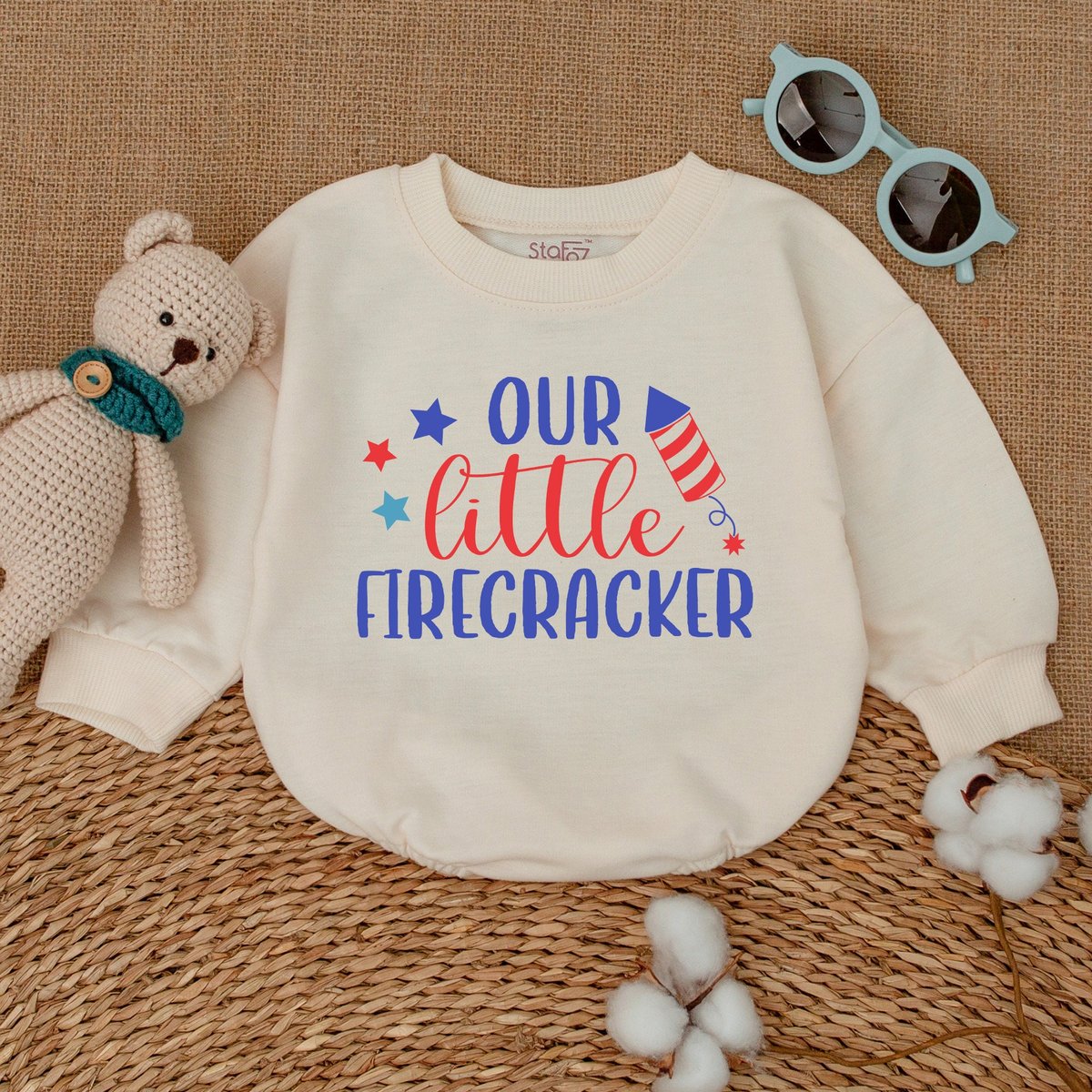 Our Little Firecracker Baby Romper Baby Holiday Bodysuit 4th of July Clothes Patriotic Outfit Newbor 170
