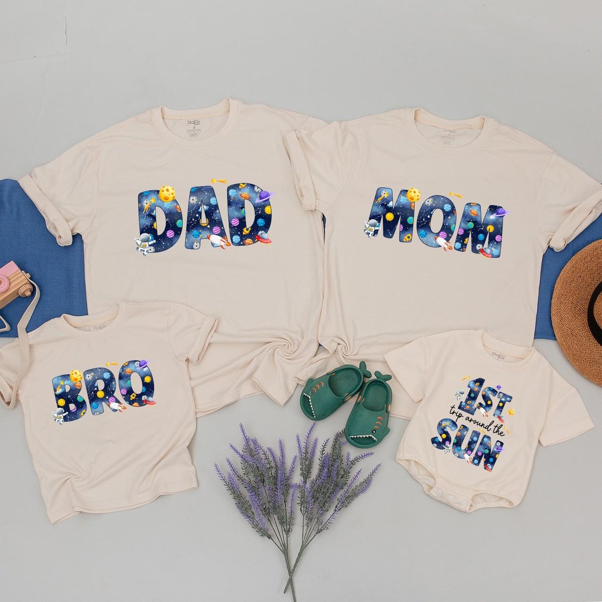 Outer space 1st Trip around the sun Matching Shirt Space Theme Birthday Boy Shirt space birthday 1st 188