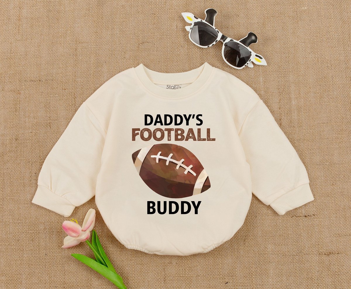 Oversized Baby Romper Daddy Footbal's Buddy Jumpsuit Football Baby Shower Daddy's Girl Romper Bab