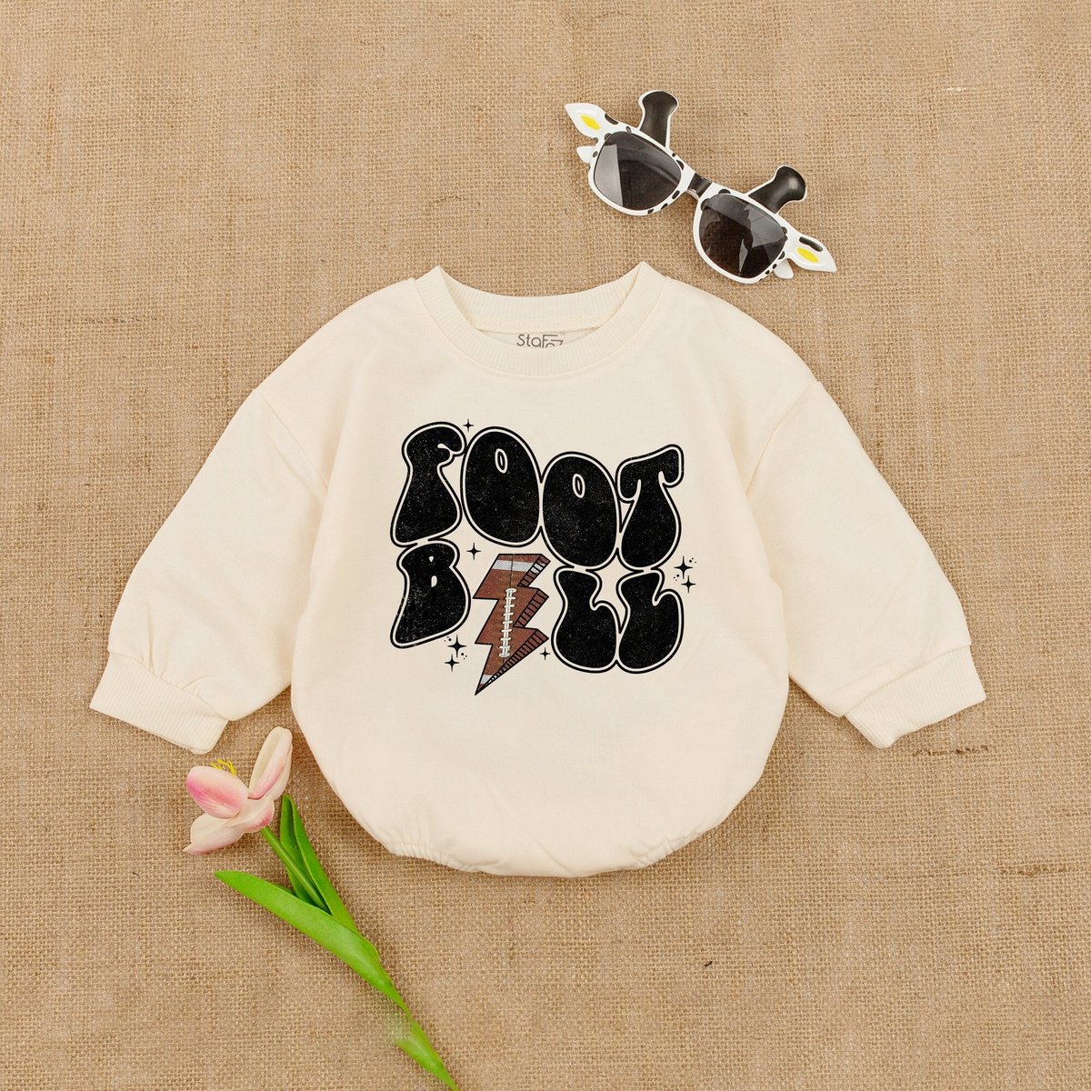 Oversized Baby Romper Football Babe Jumpsuit Football Baby Shower Football Fan Baby Outfit Football