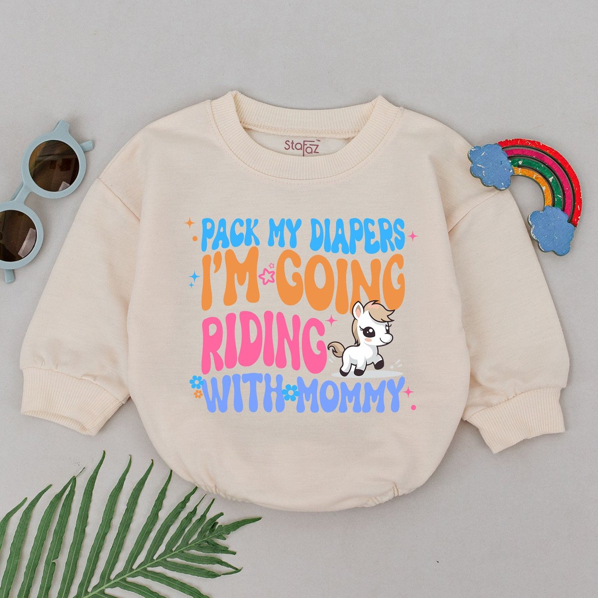 Pack My Diaper Bag I'm Going Riding with Mommy Romper Horseback Riding outfit Newborn Outfits Baby