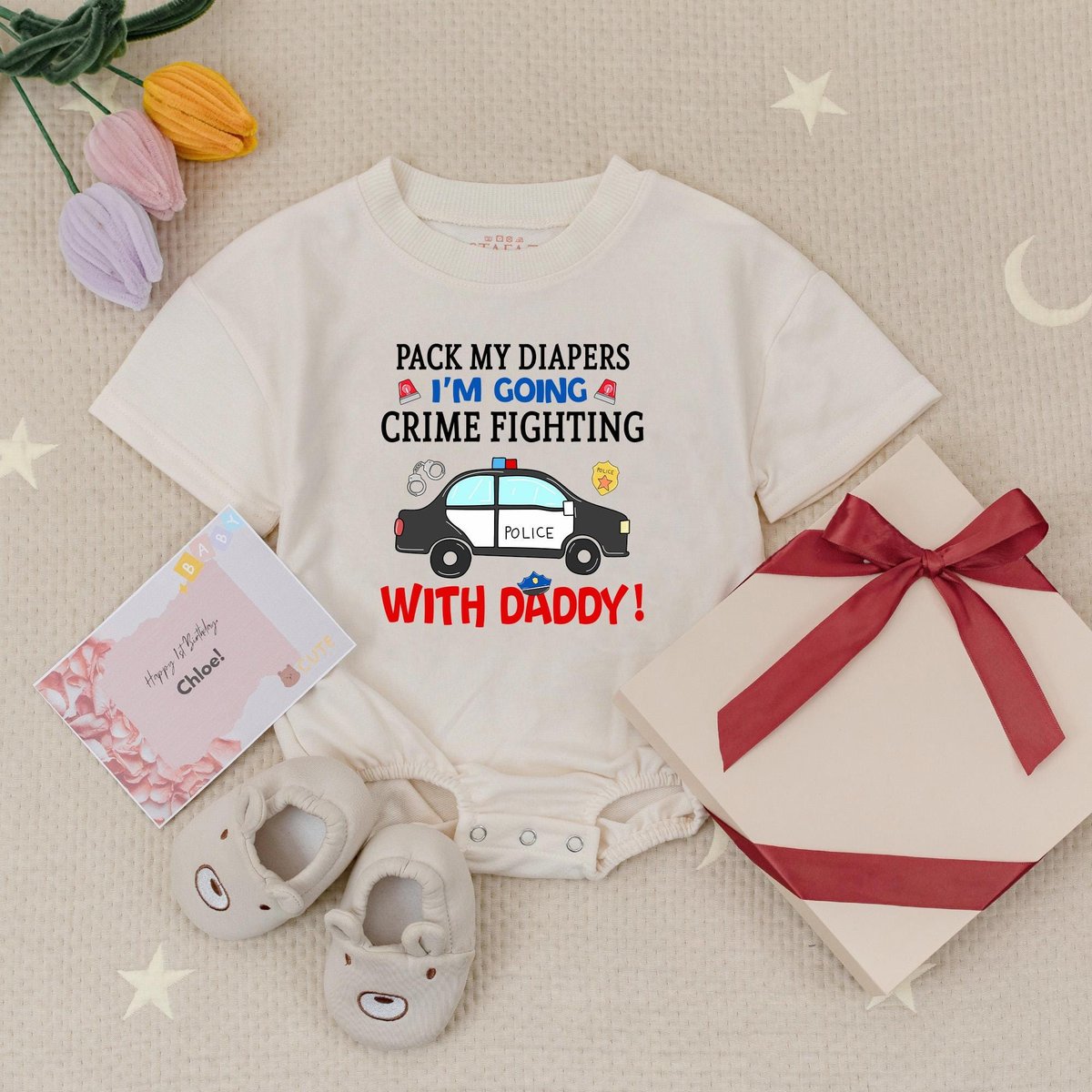 Pack My Diapers I'm Going Crime Fighting With Daddy Baby Romper Baby Boy Police Babysuit Policeman