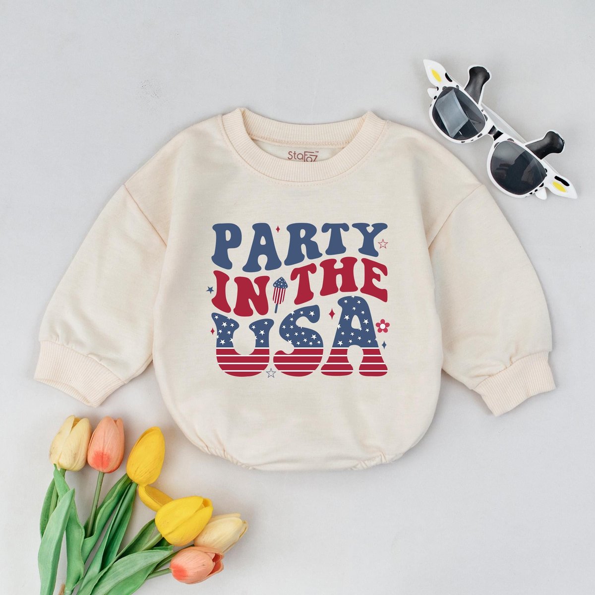 Party In The USA Baby Romper Fourth of July Baby Outfit Toddler Patriotic Shirt Infant 4th of July C 430