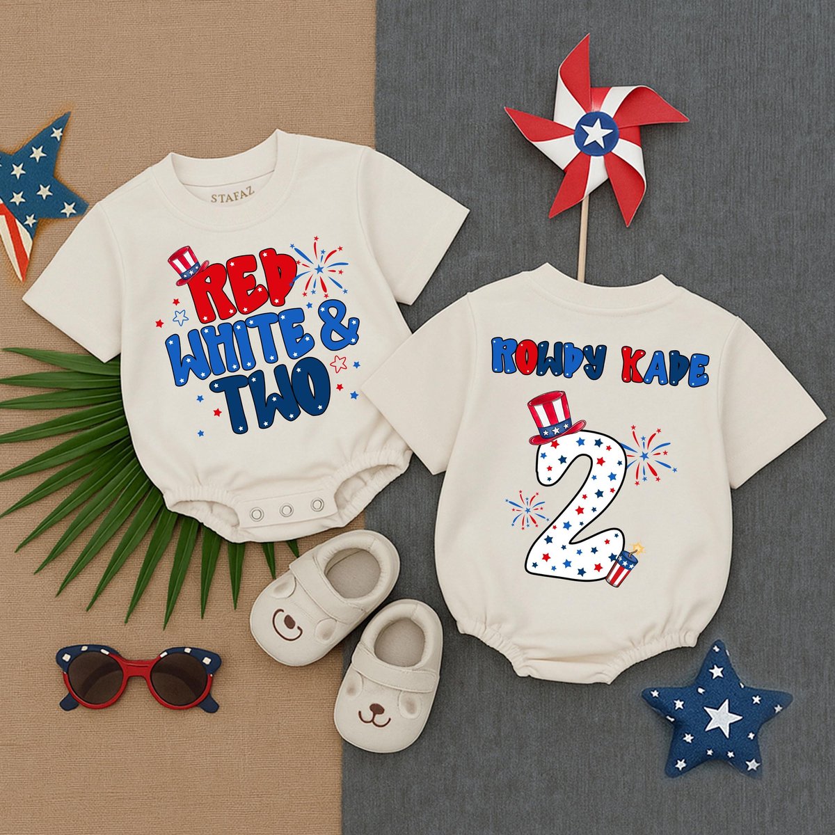 Patriotic 2nd Birthday Bubble Romper Personalized Red White Two Outfits Cute Baby Independence Day S 430