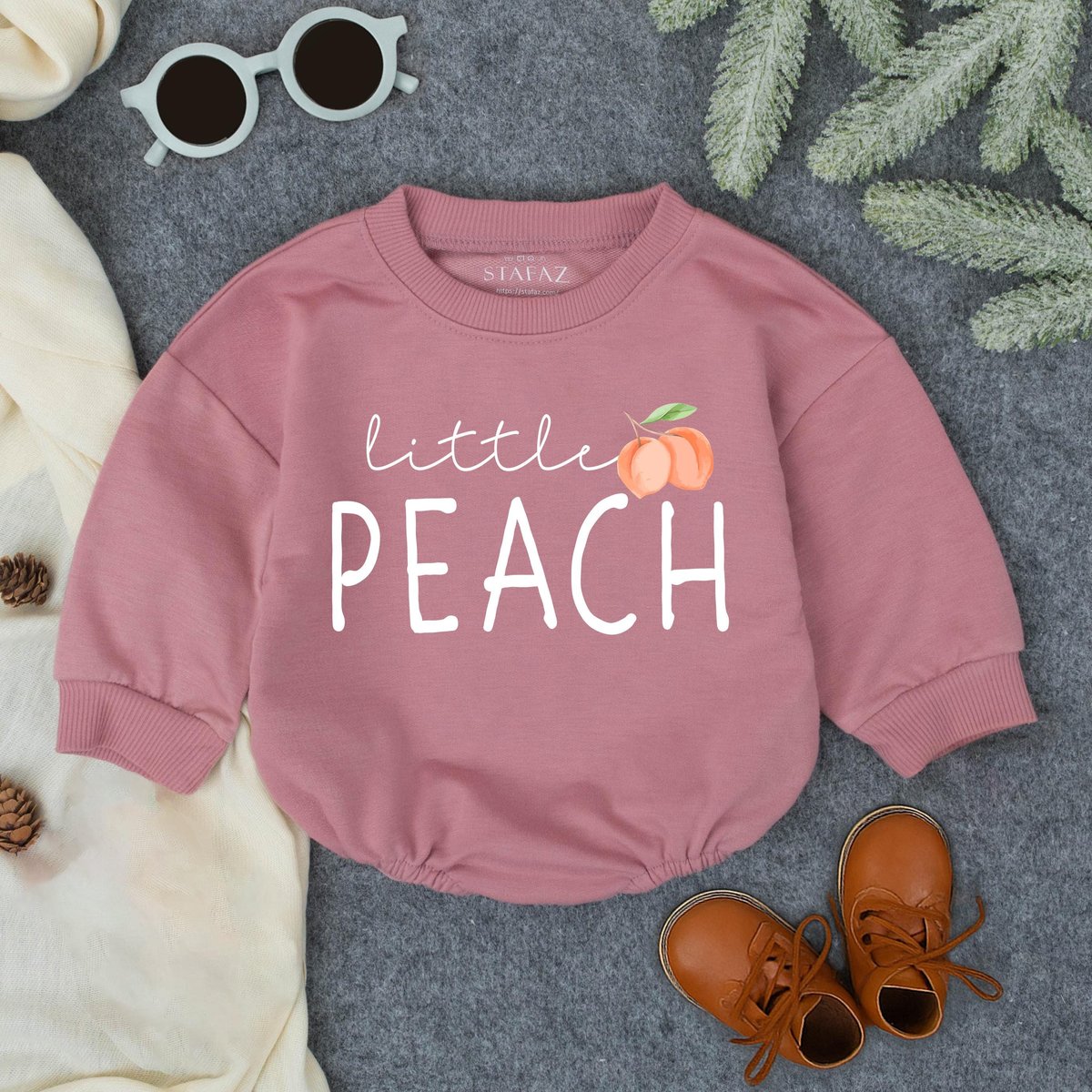 Peach Baby Romper  Cute Little Peach  Cute Southern girl Shirt Fruit Baby Bodysuit Vegan Newborn O 436