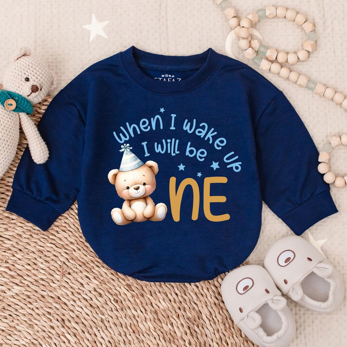 Personalised Bear First Birthday Bubble Romper Bear Boy Birthday Shirt Beary First Birthday Gift 1st