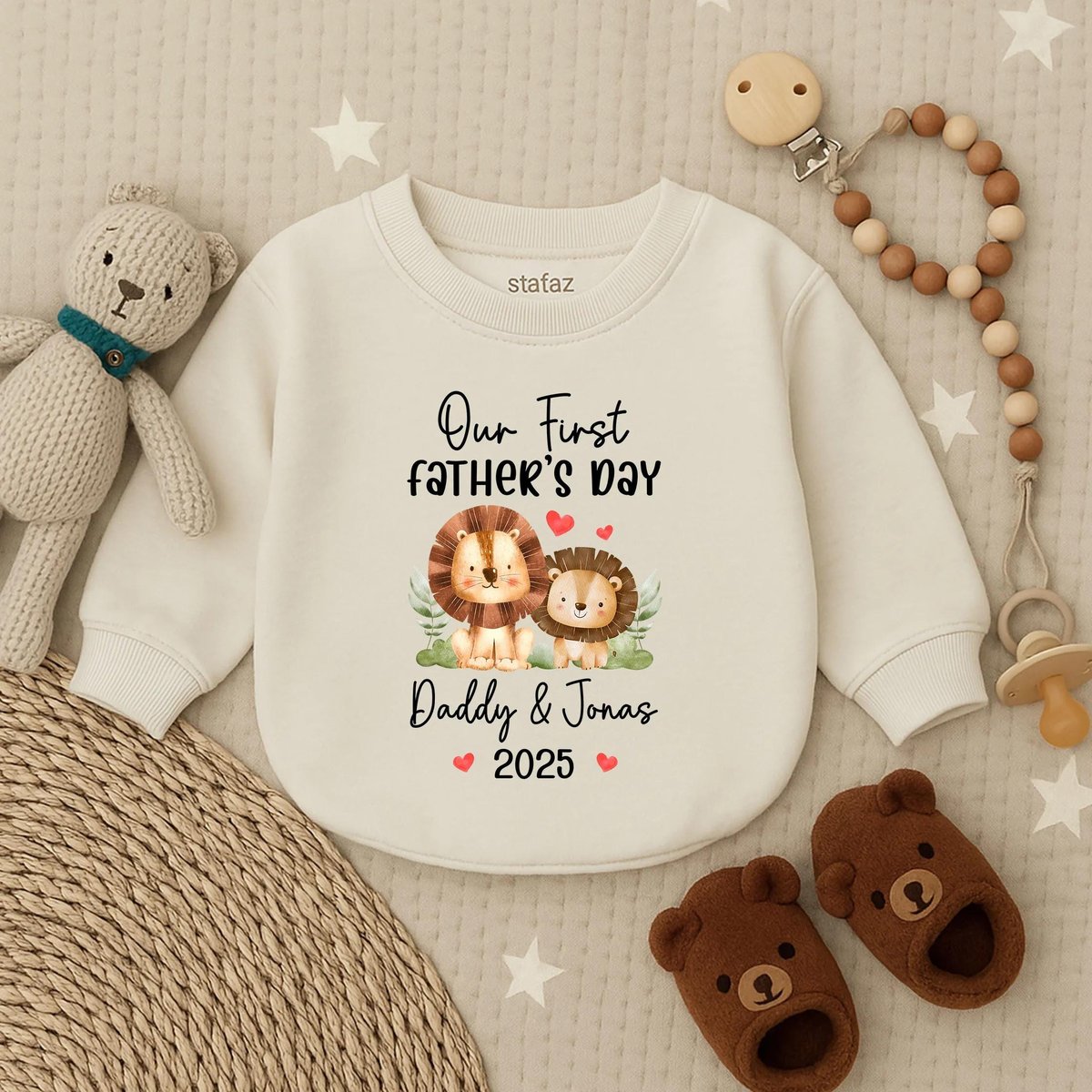 Personalised Our First Father's Day Bubble Romper Custom Name Baby Bodysuit Baby and Daddy Matching