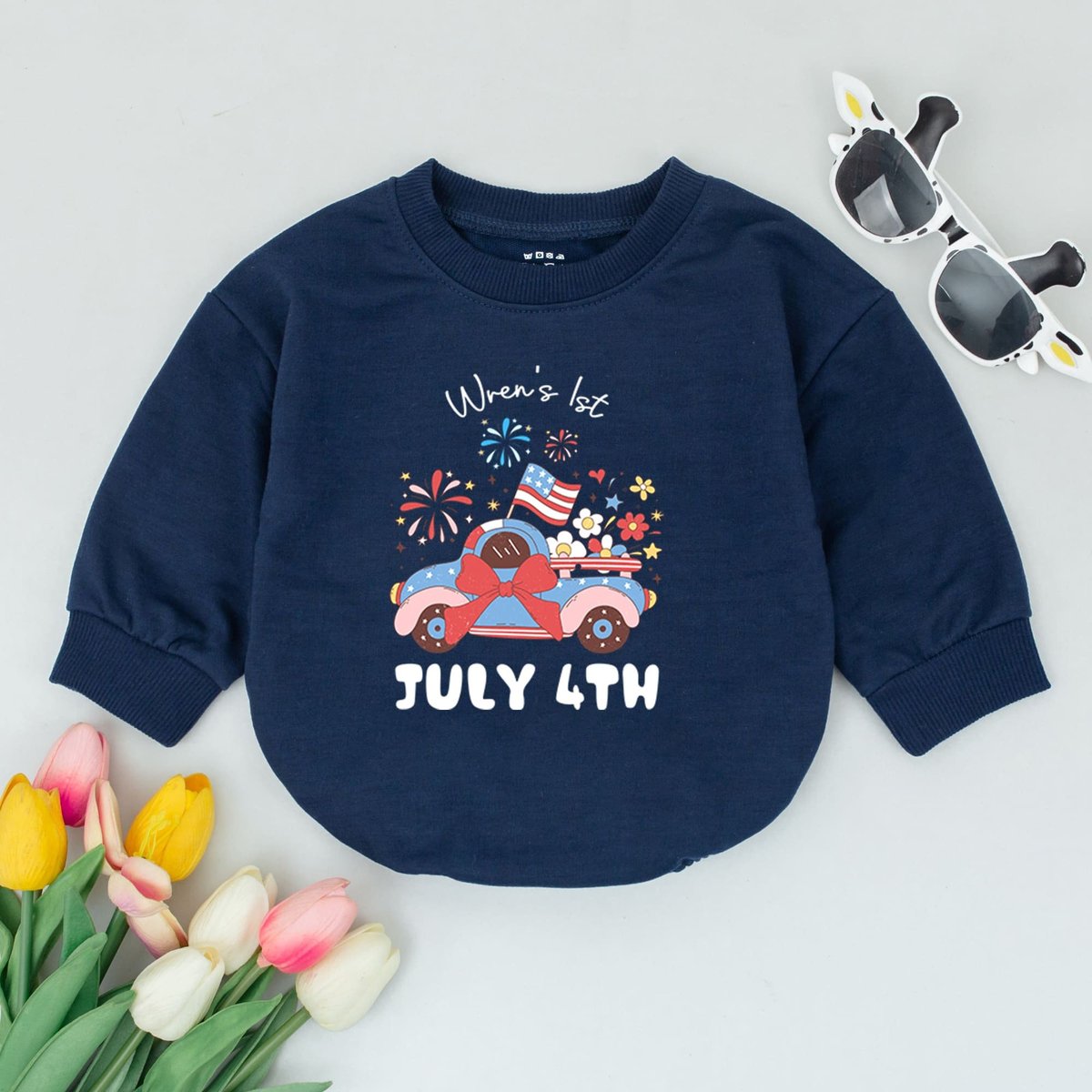 Personalization 4th Of July Baby Romper 1st Fourth of July Baby Clothes Patriotic New Baby Gift USA 171
