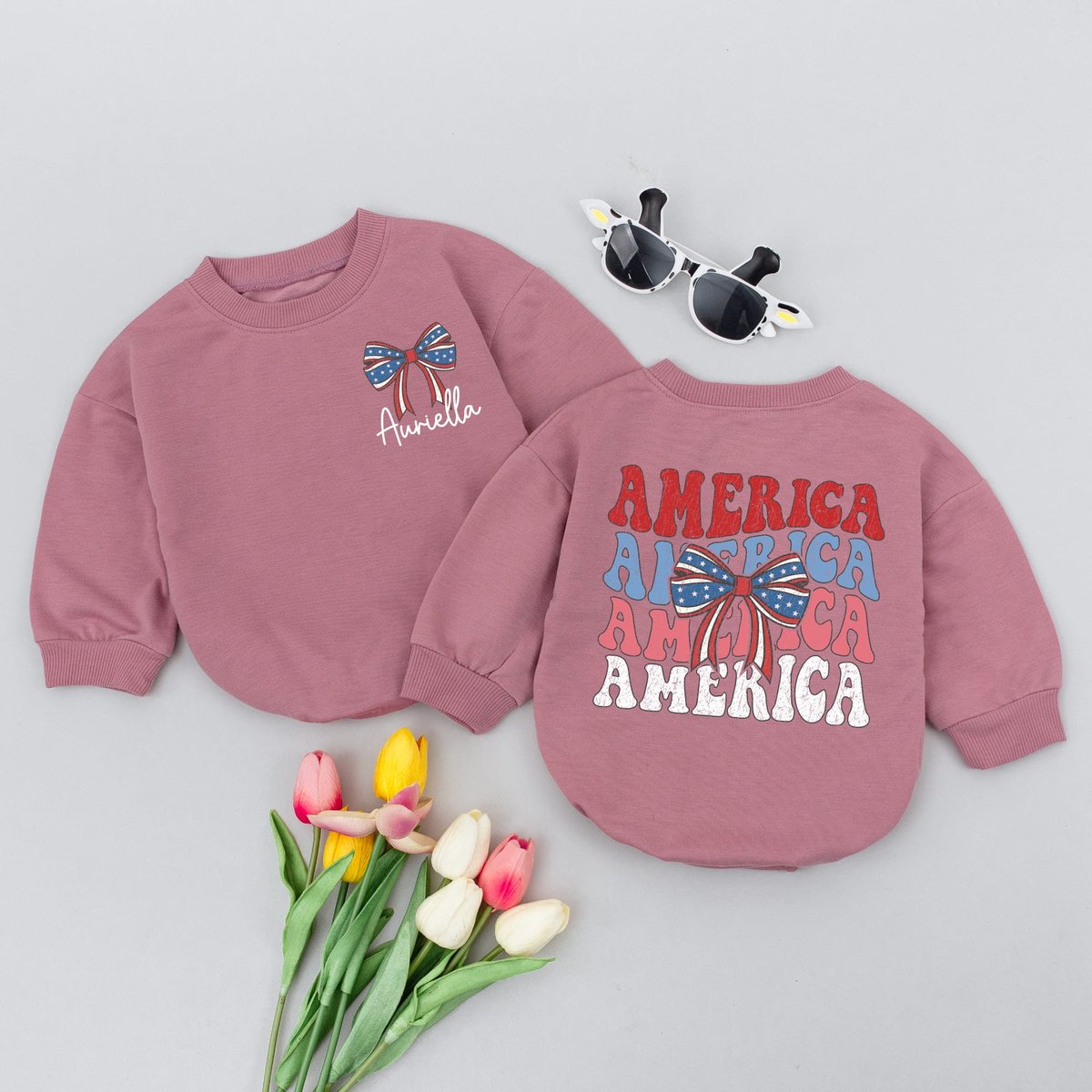 Personalization 4th Of July Cherry Disco Bow Baby Romper 4th of July Baby Gift 1st Fourth of July Ba 170