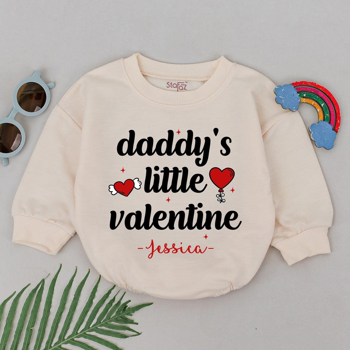 Personalization Daddy's Little Valentine Romper 1st Valentines Day Bodysuit Valentines Day Baby Gir