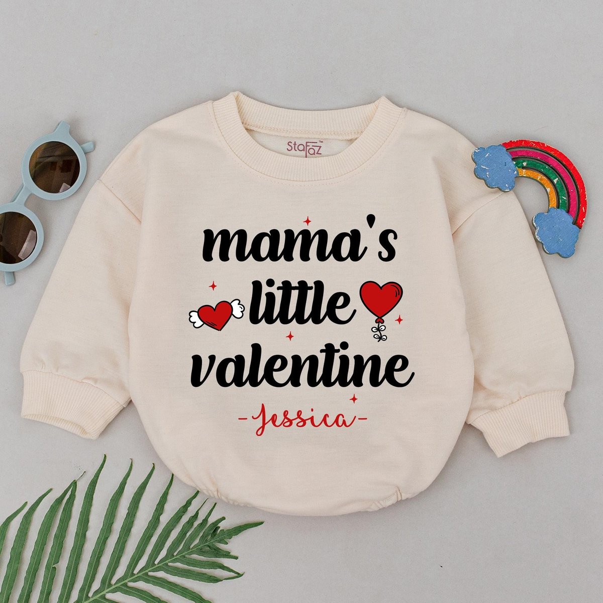Personalization Mama's Little Valentine Romper 1st Valentines Day Bodysuit Valentines Day Baby Girl
