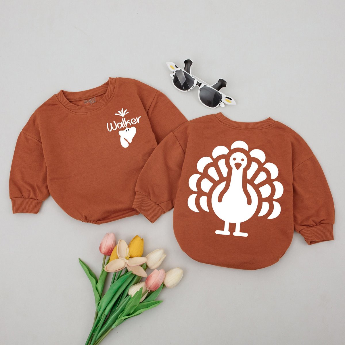 Personalization Turkey Baby Romper Turkey Baby Sleepsuit Thanksgiving Day Baby Gift Thankful Baby Bo 172