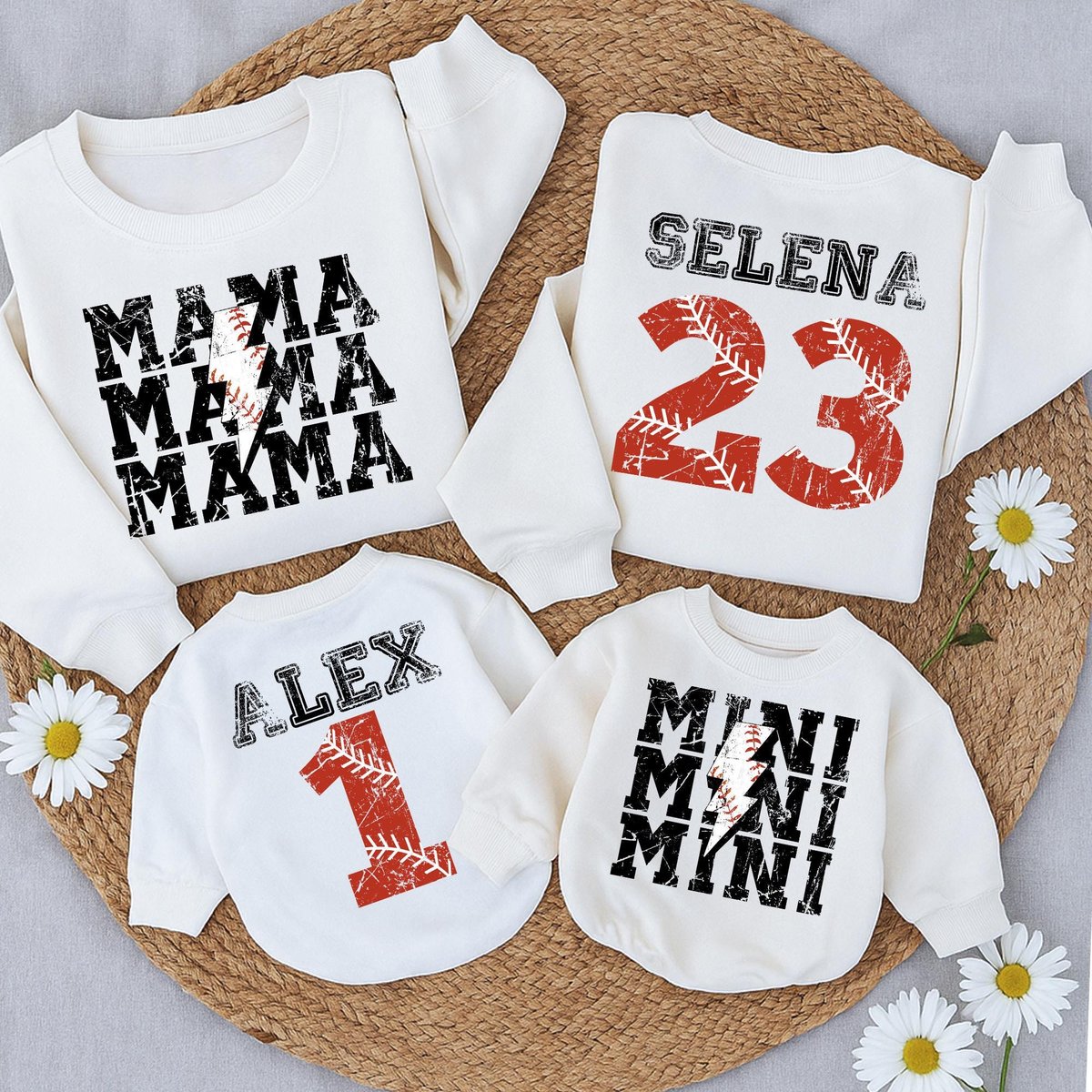 Personalize Baseball mama and mini Sweatshirt Baseball Season Mom and baby outfits Mom Sport Sweater 433