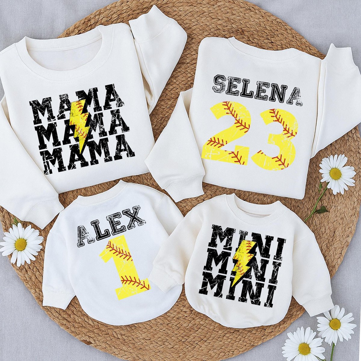 Personalize Softball mama and mini Sweatshirt Softball Season Mom and baby outfits Mom Sport Sweater 433