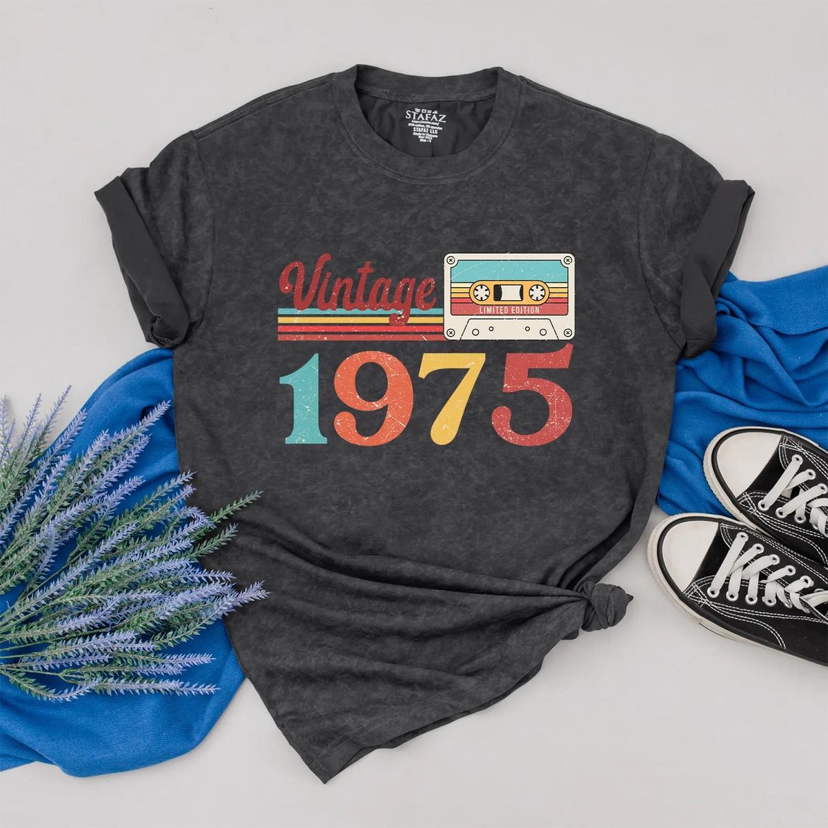 Personalized 1975 Vintage Cassette Shirt 50th Birthday Gift for Women and Men Vintage Cassette Outfi 430
