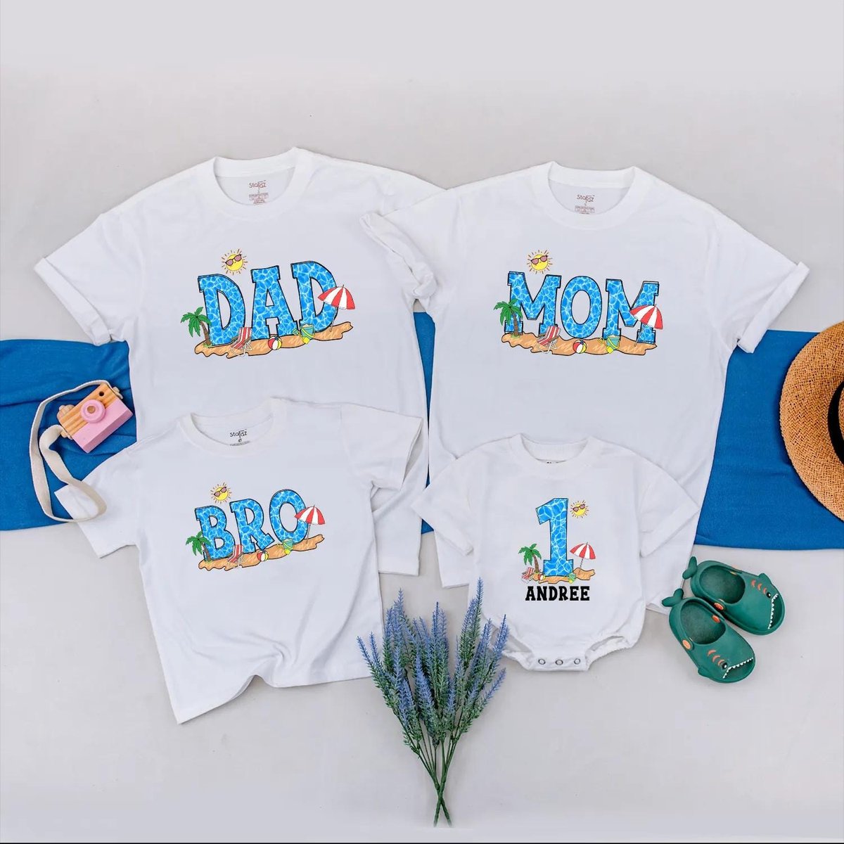 Personalized 1st Birthday Beach Party Shirts Summer Pool Beach Party Outfit Fun Gift for Babys First 431