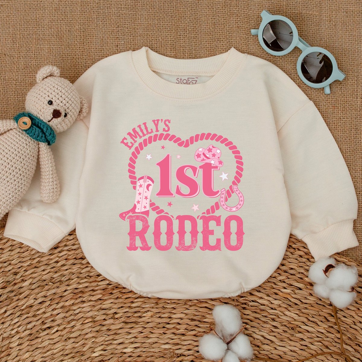 Personalized 1st Rodeo Birthday Romper Cow Girl Birthday Bodysuit Western Country Birthday Outfit Ba 170