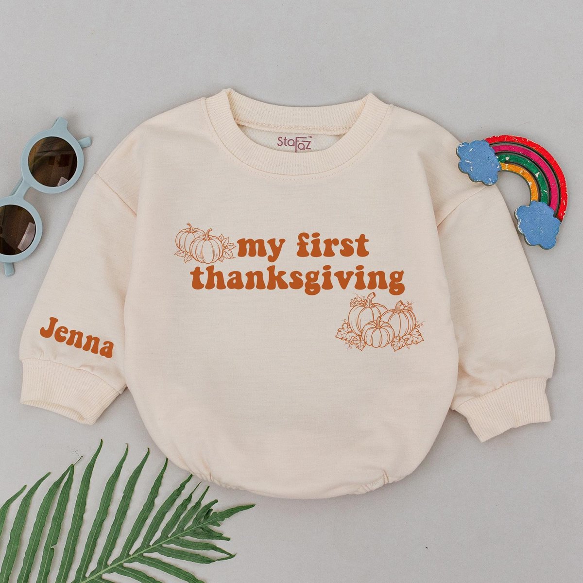Personalized 1st Thanksgiving Romper Thanksgiving Pumpkin Autumn Baby Romper Pumpkin Spice Coming Ho